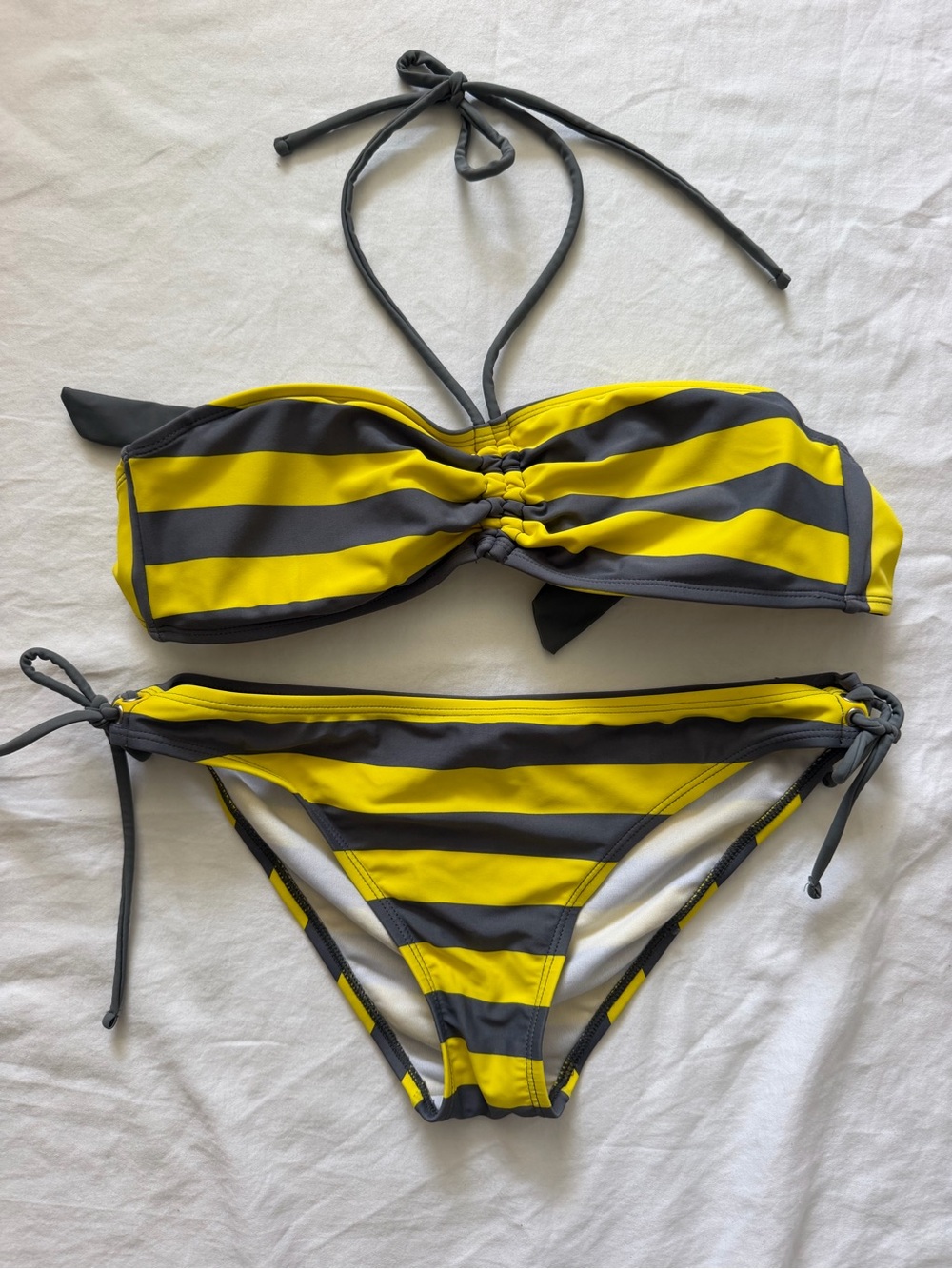 Winki Yellow and Grey Striped Bikini